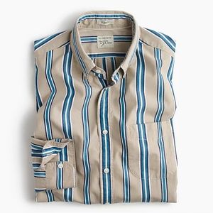 J Crew Secret Wash Shirt in Brown Stripe